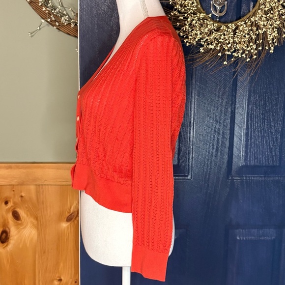 Ralph Lauren Vibrant Orange Button-Up Lightweight Cardigan size PL - Picture 3 of 10